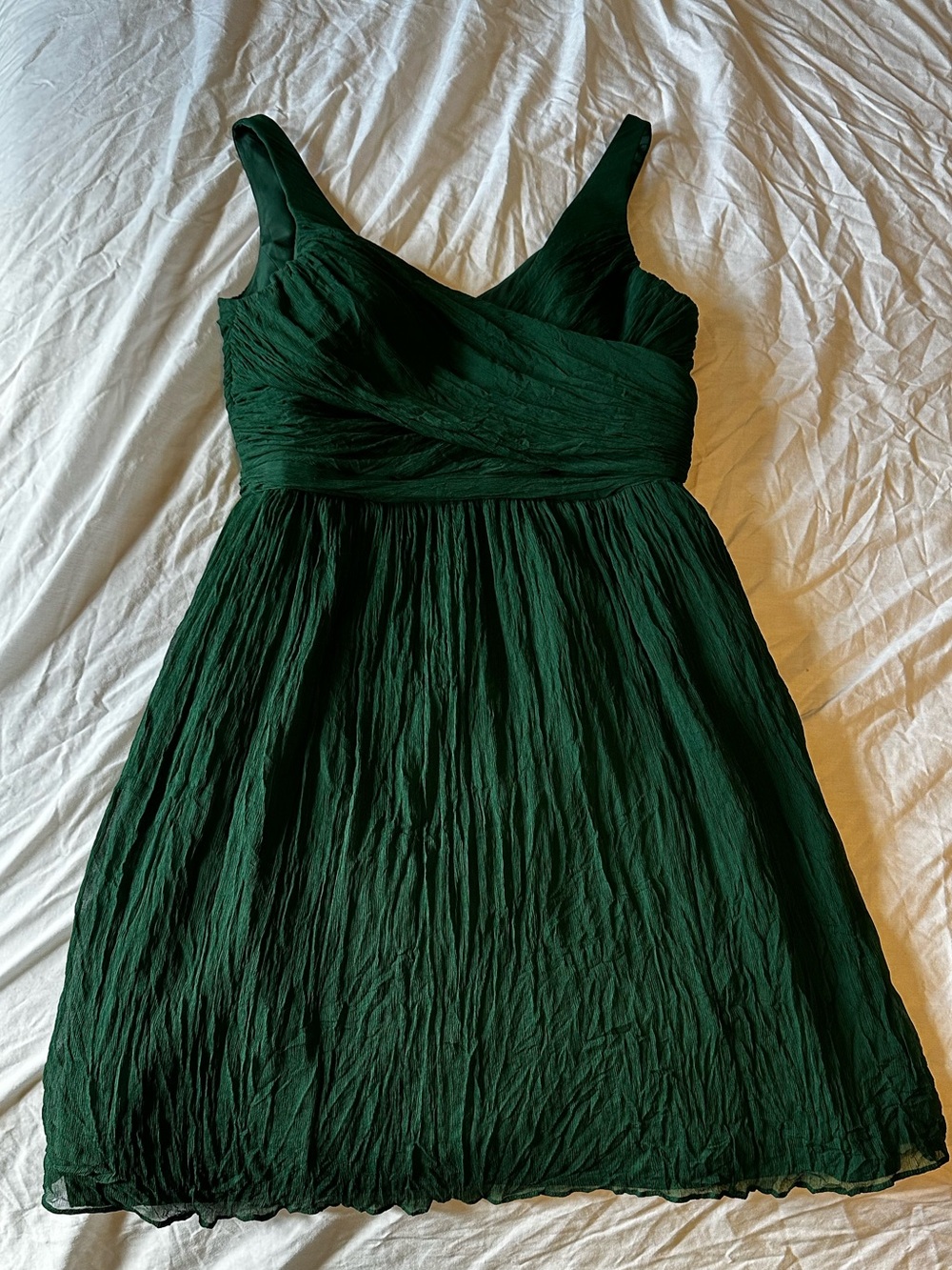 J. Crew Dark Green Sleeveless Pleated Cocktail Dress